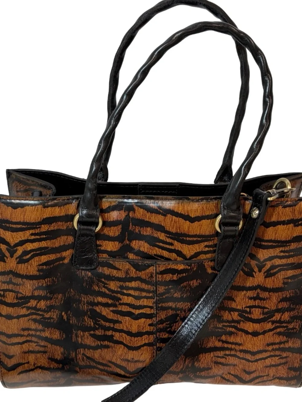 Patricia Nash Leather Primrose Satchel Handbag Tiger Print Purse Bag NEW